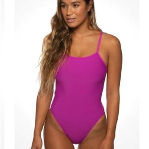 NWT Joslyn Jackson 4 one piece swimsuit with tie back in French mulberry